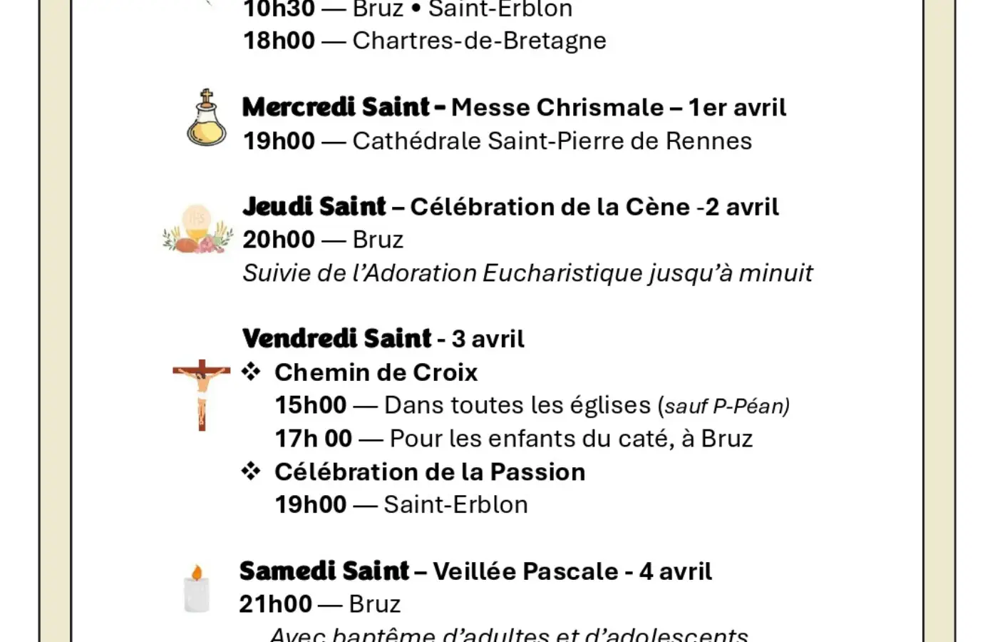 Semaine Sainte & Pâques 2026